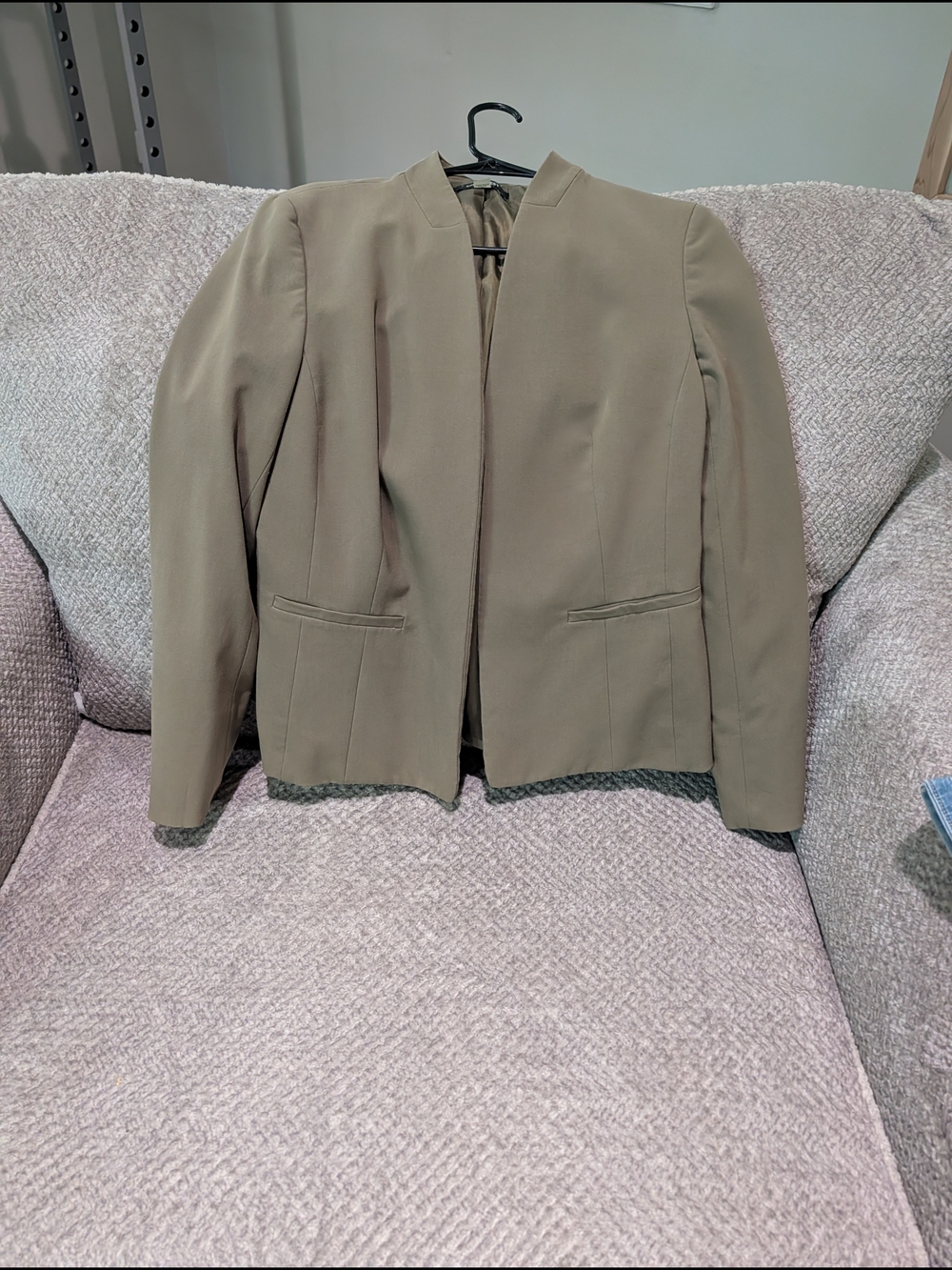 Nine West Women’s Tailored Olive Open-Front Jacket (M) And Matching Slacks (12)